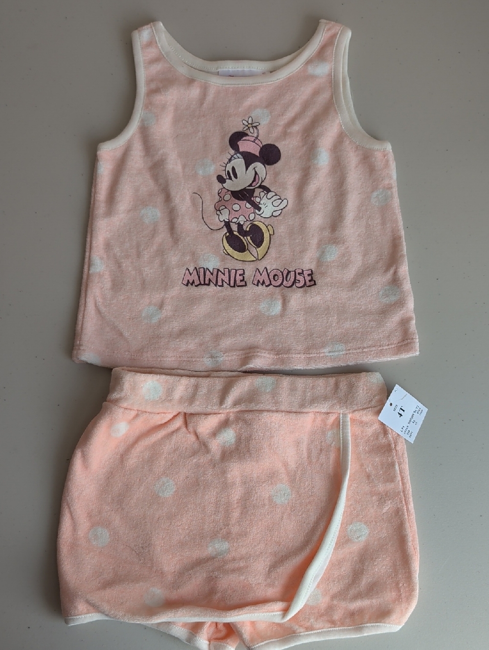 Disney Minnie Mouse Peach & White Tank Top and Shorts Pajama Set